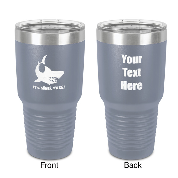 Custom Sharks 30 oz Stainless Steel Tumbler - Grey - Double-Sided (Personalized)