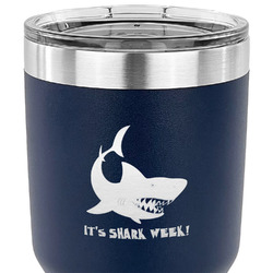 Sharks 30 oz Stainless Steel Tumbler - Navy - Double Sided (Personalized)