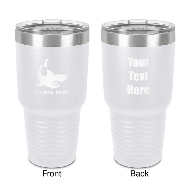 Custom Sharks 30 oz Stainless Steel Tumbler - White - Double-Sided (Personalized)