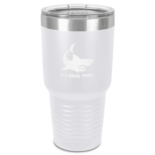 Custom Sharks 30 oz Stainless Steel Tumbler - White - Single-Sided (Personalized)