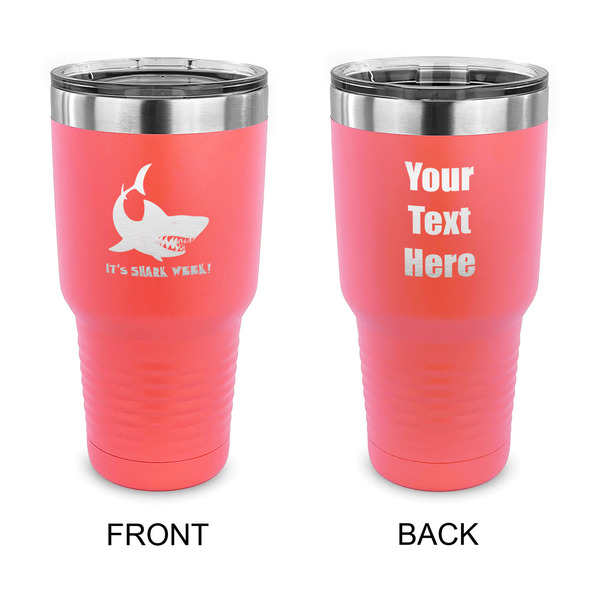 Custom Sharks 30 oz Stainless Steel Tumbler - Coral - Double Sided (Personalized)