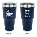 Sharks 30 oz Stainless Steel Tumbler - Navy - Double Sided (Personalized)