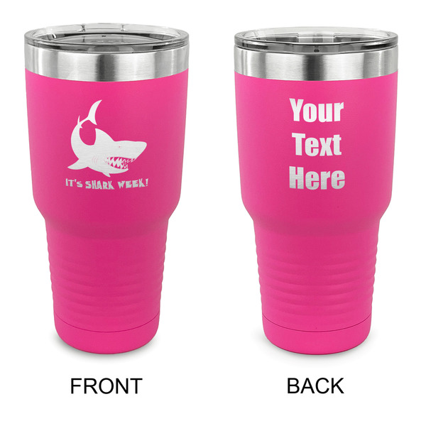 Custom Sharks 30 oz Stainless Steel Tumbler - Pink - Double Sided (Personalized)