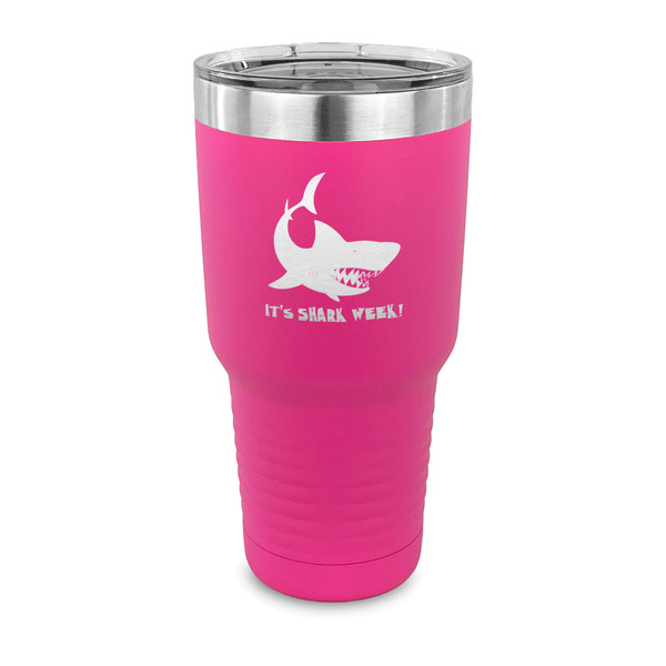 Custom Sharks 30 oz Stainless Steel Tumbler - Pink - Single Sided (Personalized)