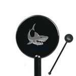 Sharks 5.5" Round Plastic Stir Sticks - Black - Double Sided (Personalized)