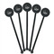 Sharks Black Plastic 5.5" Stir Stick - Round - Fan View