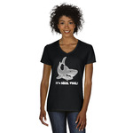 Sharks Women's V-Neck T-Shirt - Black - 2XL (Personalized)