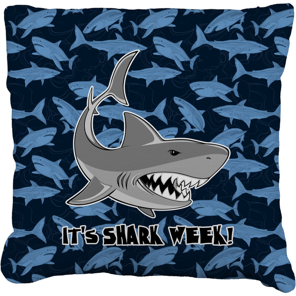 Custom Sharks Faux-Linen Throw Pillow 20" w/ Name or Text