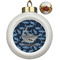 Sharks Ceramic Christmas Ornament - Poinsettias (Front View)