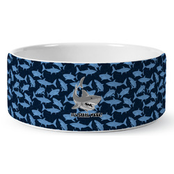 Sharks Ceramic Dog Bowl - Large (Personalized)