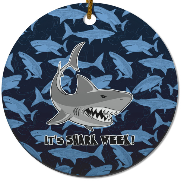 Custom Sharks Round Ceramic Ornament w/ Name or Text