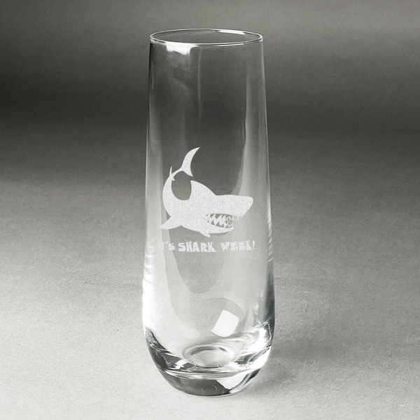 Custom Sharks Champagne Flute - Stemless Engraved - Single (Personalized)