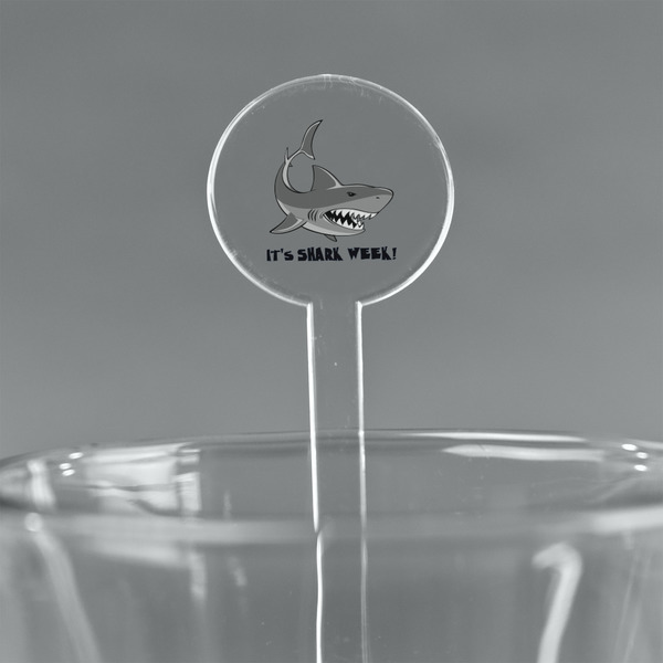 Custom Sharks 7" Round Plastic Stir Sticks - Clear (Personalized)