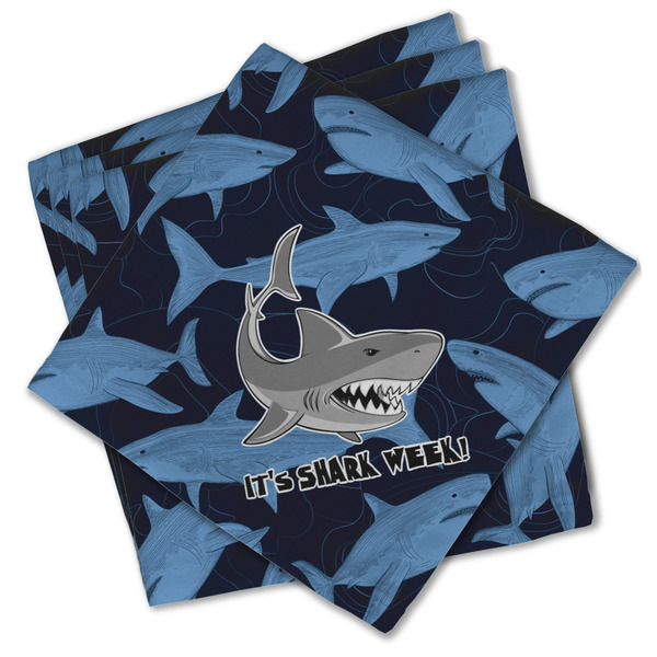 Custom Sharks Cloth Cocktail Napkins - Set of 4 w/ Name or Text