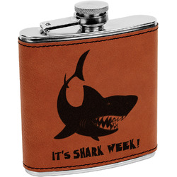 Sharks Leatherette Wrapped Stainless Steel Flask (Personalized)