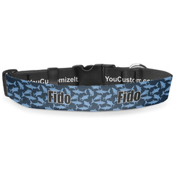 Sharks Deluxe Dog Collar - Large (13" to 21") (Personalized)