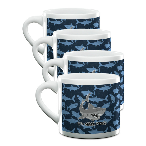 Custom Sharks Double Shot Espresso Cups - Set of 4 (Personalized)