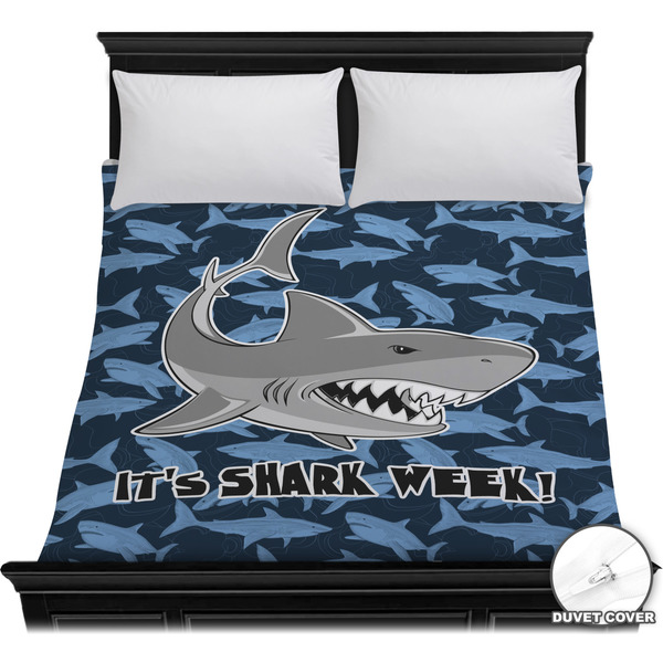 Custom Sharks Duvet Cover - Full / Queen w/ Name or Text