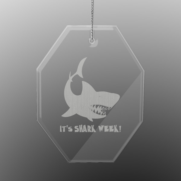 Custom Sharks Engraved Glass Ornament - Octagon (Personalized)