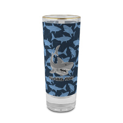 Sharks 2 oz Shot Glass -  Glass with Gold Rim - Single (Personalized)