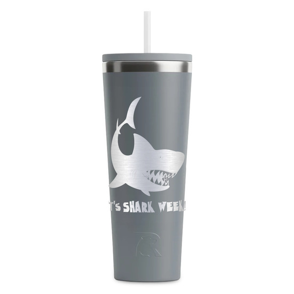 Custom Sharks RTIC Everyday Tumbler with Straw - 28oz - Grey - Double-Sided (Personalized)