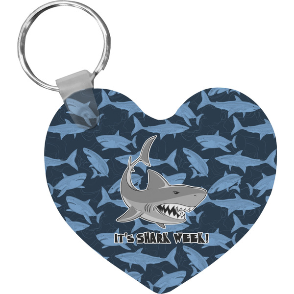 Custom Sharks Heart Plastic Keychain w/ Name or Text