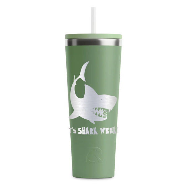 Custom Sharks RTIC Everyday Tumbler with Straw - 28oz - Light Green - Double-Sided (Personalized)