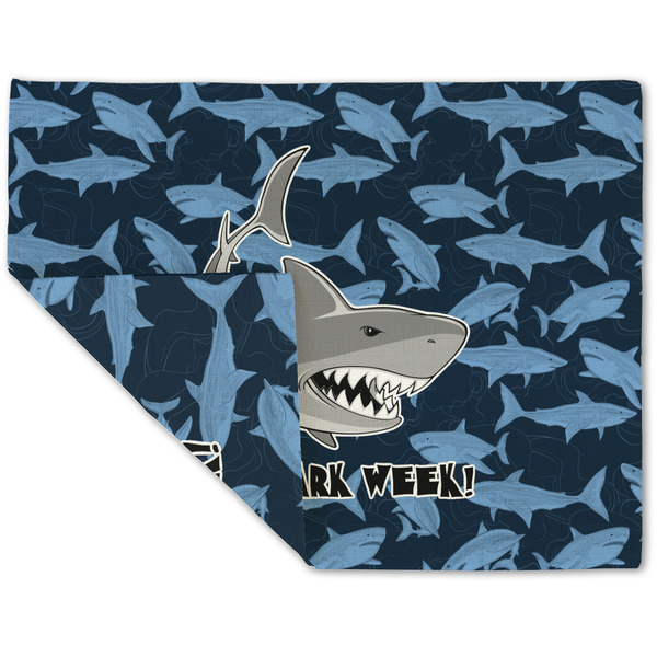 Custom Sharks Double-Sided Linen Placemat - Single w/ Name or Text