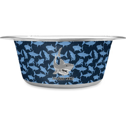 Sharks Stainless Steel Dog Bowl - Large (Personalized)