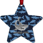 Sharks Metal Star Ornament - Double Sided w/ Name or Text