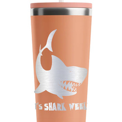 Sharks RTIC Everyday Tumbler with Straw - 28oz - Peach - Single-Sided (Personalized)