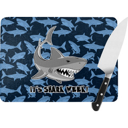 Sharks Rectangular Glass Cutting Board - Large - 15.25"x11.25" w/ Name or Text