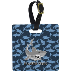 Sharks Plastic Luggage Tag - Square w/ Name or Text