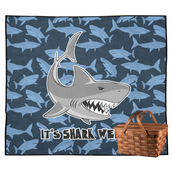 Custom Sharks Outdoor Picnic Blanket w/ Name or Text