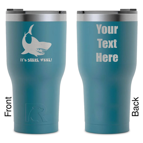 Custom Sharks RTIC Tumbler - Dark Teal - Laser Engraved - Double-Sided (Personalized)