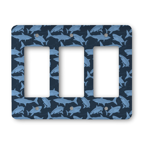 Custom Sharks Rocker Style Light Switch Cover - Three Switch