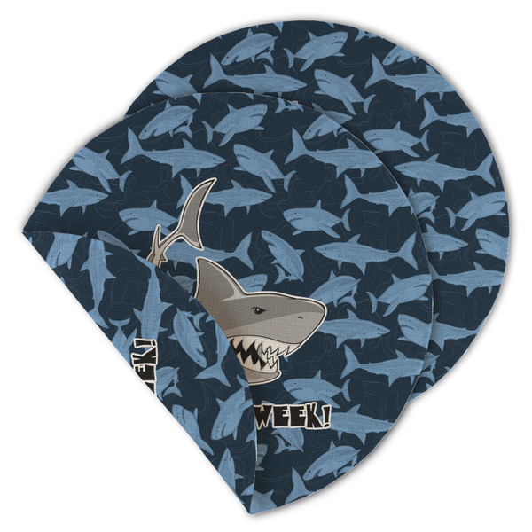 Custom Sharks Round Linen Placemat - Double Sided (Personalized)