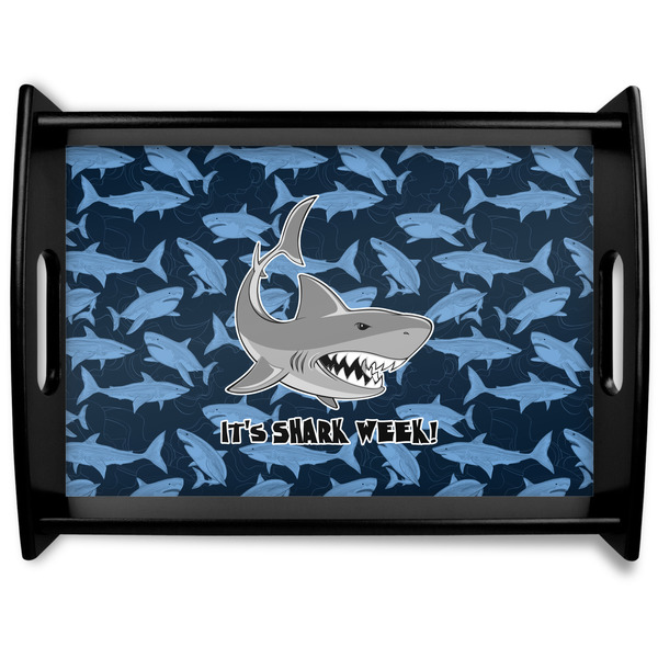 Custom Sharks Black Wooden Tray - Large w/ Name or Text