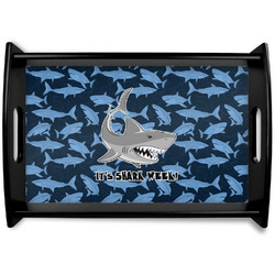 Sharks Black Wooden Tray - Small w/ Name or Text