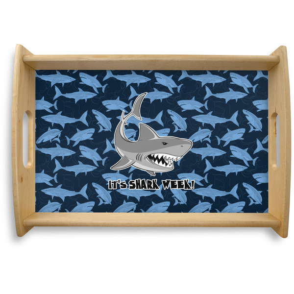 Custom Sharks Natural Wooden Tray - Small w/ Name or Text