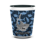 Sharks Ceramic Shot Glass - 1.5 oz - Two Tone - Set of 4 (Personalized)