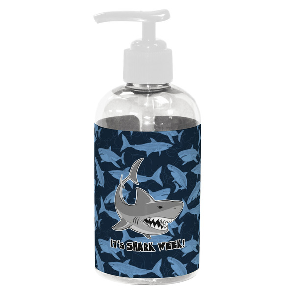 Custom Sharks Plastic Soap / Lotion Dispenser (8 oz - Small - White) (Personalized)