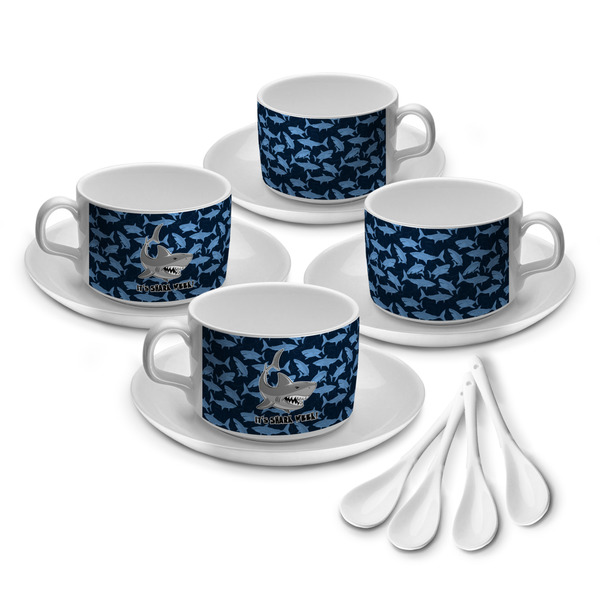 Custom Sharks Tea Cup - Set of 4 (Personalized)