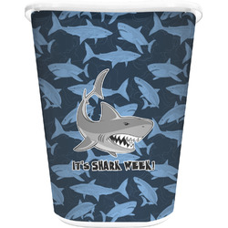 Sharks Waste Basket - Double Sided (White) w/ Name or Text