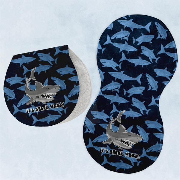 Custom Sharks Burp Pads - Velour - Set of 2 w/ Name or Text