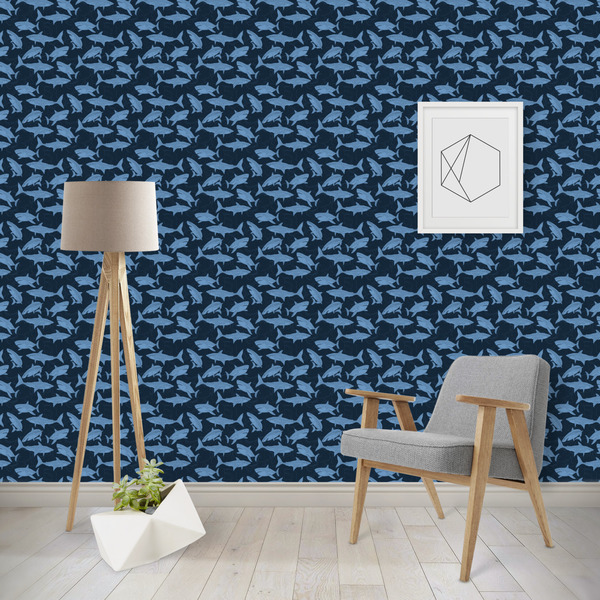 Custom Sharks Wallpaper & Surface Covering (Peel & Stick - Repositionable)