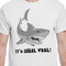 Sharks White Crew T-Shirt on Model - CloseUp