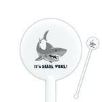 Sharks 5.5" Round Plastic Stir Sticks - White - Double Sided (Personalized)