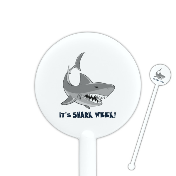 Custom Sharks 5.5" Round Plastic Stir Sticks - White - Double Sided (Personalized)