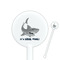 Sharks White Plastic 5.5" Stir Stick - Round - Closeup